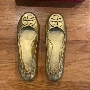 Tory Burch Reva Gold Flats